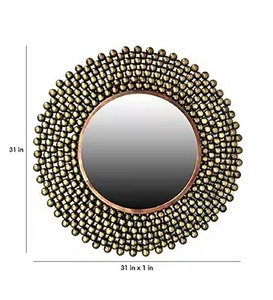 Miroir mural rond en métal doré le plus vendu avec cadre à bulles, design décoratif glamour - Product Image 4