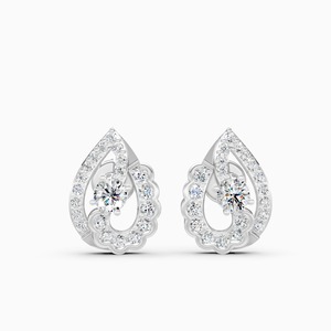 Boucles d'oreilles Eternal Dewdrop avec diamant de laboratoire de 1,09 carat en or jaune, blanc et rose 9 carats - Product Image 2