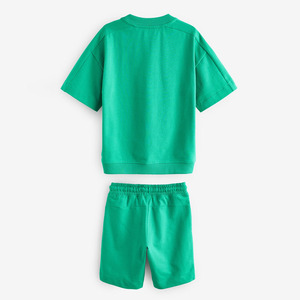 Ensemble décontracté unisexe violet 2 pièces : T-shirt et short de sport couleur unie à manches courtes et col rond – Tenue d'été - Product Image 5