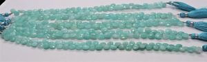 Perles de cœur facettées en Amazonite naturelle AAA 7-7,5 MM, perles de pierre précieuse Amazonite, brin de 8 pouces, perles de cœur facettées en Amazonite - Product Image 2