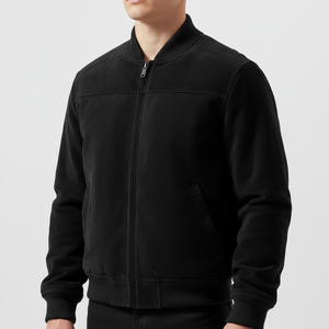 Wholesale High Quality Men's Zipper-Up Bomber <b>Jacket</b> with Custom Design Stand <b>Collar</b> Canvas Fabric for Winter - Product Image 2