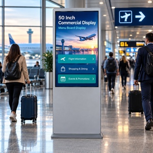 Pantalla Comercial de 50 Pulgadas con Soporte de Pie, Tablero de Menú, Pantalla LCD, Señalización Digital, Kiosco Publicitario, Android, Windows, WiFi, OEM - Product Image 1