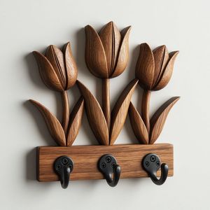 Porta Llaves Rústico de Cuatro Niveles en Madera de Mango con Ganchos de Latón |   Organizador de Hogar Artesanal - Product Image 2