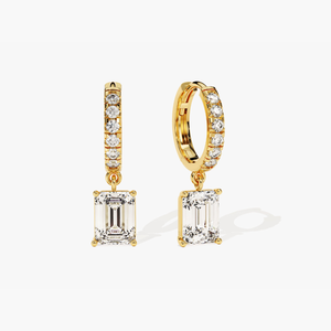 2.68 CT Brilliant Cut Lab Grown Diamond Rhodium Plated 14K Yellow Gold Huggie Hoop Dangle Earrings Bridal Statement Jewelry Gift - Product Image 1
