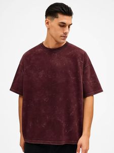 Camiseta de hombre con bloques de color, oversize, de corte holgado, hombros caídos, manga corta, de algodón, estilo casual y streetwear. - Product Image 3
