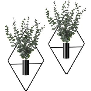 Lot de 4 jardinières murales modernes en métal style bohème, pour plantes artificielles d'intérieur, vase à eucalyptus, décoration murale de salle de bain, public cible : urbain - Product Image 1