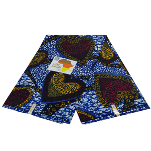 Tela africana de lujo con estampado de cera auténtica 100% algodón con diseño de corazones, estampado Cihigavy para vestidos y prendas de vestir. - Product Image 1