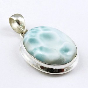 Pendentif en argent sterling 925 avec larimar bleu, style bohème, forme de couple, bijoux d'anniversaire - Product Image 2