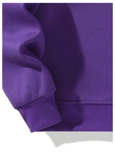 Sudadera con Capucha Unisex Morada con Cierre de Cremallera, Color Sólido, Corte Holgado, Manga Regular, Tejido de Felpa Francesa, Sudaderas Personalizadas - Product Image 5