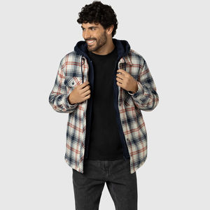 <b>Men</b> <b>Flannel</b> <b>Jacket</b> New Custom Design Lightweight Fleece Lined Warm Hoodie Long Sleeve Breathable Plaid Casual Outdoor - Product Image 1