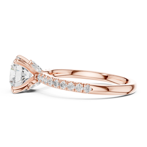 Bague de fiançailles en or rose avec diamant de laboratoire taille coussin et halo caché pavé de diamants - Product Image 5