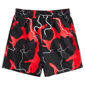 Men's Shorts <b>Black</b> Red Lightning Print Quick Dry <b>Board</b> Shorts Drawstring Elastic Waist Casual Woven Polyester Short Length - Product Image 3