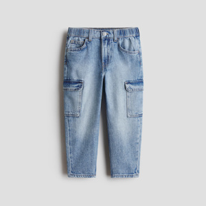Pantalones Cargo de Mezclilla para Niños, Corte Relajado, Ajustados, Lavados, con Botones, Estilo Casual, Diseño ODM, Pantalones de Moda Urbana para Uso Diario - Product Image 1