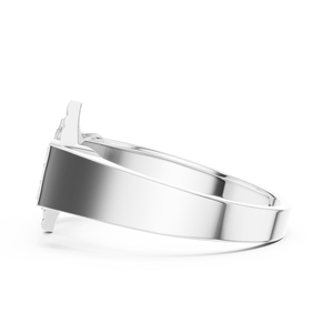 Bague classique en or blanc 18 carats avec pierres de laboratoire rondes et serti en grappe, idéale pour les fiançailles, les mariages, les cadeaux ou l'usage quotidien pour homme. - Product Image 3