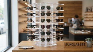 แท่นวางแว่นตาอะคริลิคใสแบบพกพาทันสมัย สำหรับจัดแสดงแว่นกันแดด แว่นสายตา สำหรับวางบนเคาน์เตอร์ - Product Image 3