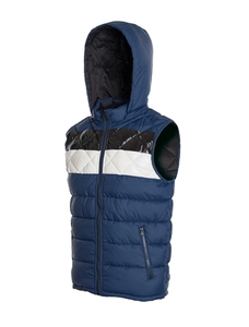 Men's White Hooded Sleeveless <b>Quilted</b> Jacket Canvas Windproof Polyester Winter Minimalist Style <b>Single</b> Breasted - Product Image 1
