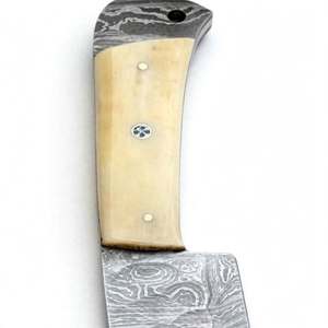 Cuchillo de Cocina Artesanal de Acero de Damasco con Hoja Martillada y Mango de Hueso Natural para Rebanar - Product Image 3