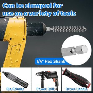 6-Piece Stainless Steel Bore <b>Brush</b> Set 6 Size Twisted <b>Wire</b> Cleaning <b>Brush</b> with 1/4 Inch Hex Shank Copper Pipe Cleaner - Product Image 3