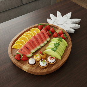 Bandeja de Servir de Madera y Mármol de Primera Calidad, con Forma de Piña, para Quesos, Ideal para Compradores Exigentes - Product Image 1