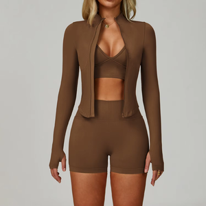 ชุดโยคะออกกำลังกายสามชิ้น ระบายอากาศได้ดี เอวสูง เหมาะสำหรับฟิตเนส ชุดกีฬา 3 ชิ้น เสื้อผ้าโยคะสำหรับผู้หญิง - Product Image 2