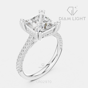Bague de fiançailles en or blanc 14 carats avec diamant de laboratoire taille princesse 3,64 carats, couleur F+, clarté VS+, certifiée IGI, idéale pour un cadeau - Product Image 2