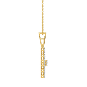 Collier pendentif lettre en or jaune et diamant, taille brillant rond, chaîne maille forçat, style classique, unisexe, pour usage quotidien - Product Image 3