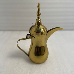 กาต้มกาแฟอาหรับสแตนเลสแบบดัลลาห์ พร้อมพวยกาทรงยาว กาเสิร์ฟชาแบบอิสลาม สำหรับตกแต่งบ้าน พร้อมเคลือบทอง - Product Image 1