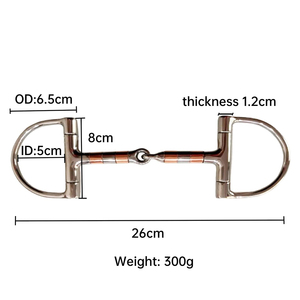 Bocado de Caballo de Acero Inoxidable con Anillo en D y Rodillo de Cobre, Articulado Simple, Duradero, para Uso Veterinario - Product Image 4