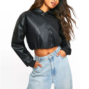 Chaqueta de poliéster con cierre de cremallera para mujer en oferta, ropa de invierno, chaquetas de cuero de moda para mujer más vendidas - Product Image 2