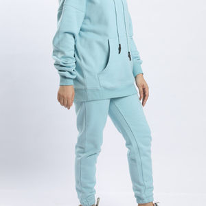 Ensemble de survêtement d'hiver pour femmes grande taille, respirant, 100% coton molletonné, séchage rapide, imprimé, pantalon technique, col à capuche, style uni - Product Image 2