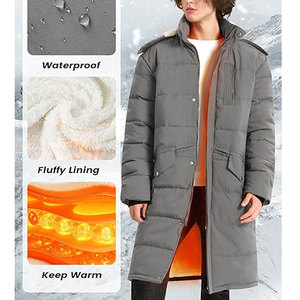 <b>Men</b>’s <b>Long</b> Puffer <b>Jacket</b> Winter Fleece Coat Warm Hooded Water Resistant Thick Insulated Puffy <b>Jacket</b> Cold Weather Outerwear - Product Image 3