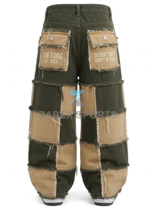 Pantalones Cargo de Mezclilla Anchos con Parches de Primera Calidad ZABEX SPORTS para Hombre, Corte Holgado, Jeans Casuales de Moda, Fabricación OEM en Pakistán - Product Image 2