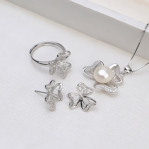 Conjunto de Colgante de Plata S925 con Trébol de 3 Hojas para Mujer, Hermosos Accesorios DIY con Base Vacía 1285-a, Accesorio de Joyería de Moda - Product Image 1