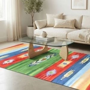 Top Quality Geometric Pattern Rectangle Area <b>Rug</b> Wool Acrylic Flat Weave Bohemian Style Rubber Backing Living Room Use - Product Image 5
