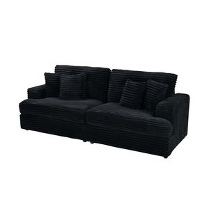 Divano da soggiorno a 3 posti in velluto a coste da 88,58 pollici, spazioso e confortevole, con 4 eleganti cuscini coordinati nei colori - Product Image 5
