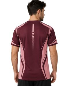 <b>Maroon</b> Pink Mens Sports T Shirt Quick Dry Breathable Gym Fitness Running Athletic Training Activewear Summer Tee Daily Wear <b>Tops</b> - Product Image 2