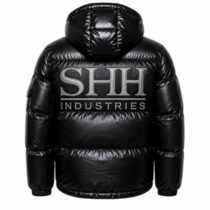 Custom Shiny Puffer <b>Jacket</b> <b>Men</b> Hooded Winter Bubble Coat Embroidered Logo Streetwear Windproof <b>Warm</b> Padded <b>Jacket</b> OEM Wholesale - Product Image 2