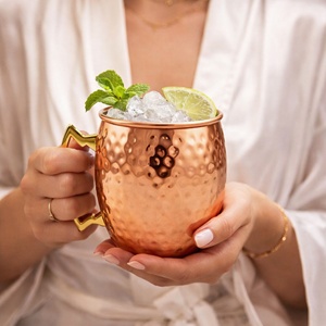 Moscow Mule Mug 500 ml | Stainless Steel Cocktail Mug with <b>Handle</b> | Hammered Drink Mug for Beer Cocktails Iced Drinks & Mocktai - Product Image 6