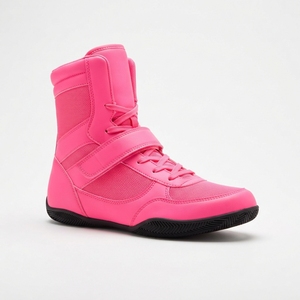 Chaussures de boxe professionnelles pour hommes et femmes, légères, à tige haute, en cuir respirant, toutes saisons, semelle à adhérence flexible, pour la salle de sport et l'entraînement - Product Image 1
