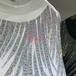 Eco Friendly Breathable Quick Dry Regular Fit Men's Polyester/Cotton Fleece Short Sleeve Rhinestone T-Shirts Casual Adult - Product Image 4