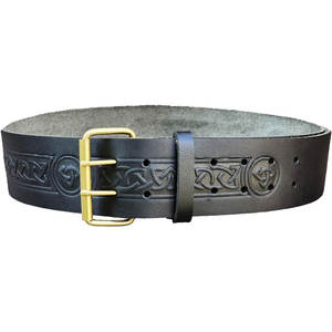 Cinturón de Cuero con Patrón de Espiral Celta, Cinturón Escocés de Alta Calidad 100% Cuero, Suministros de Fábrica OEM ODM - Product Image 4