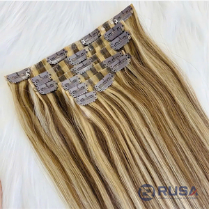 Extensions de cheveux naturels à clipser, couleur tendance 2026, super double drawn, pointes épaisses, pour salons et grossistes - Product Image 2
