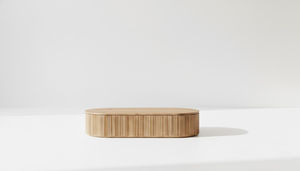Table basse convertible de luxe en chêne écologique - Design moderne à lattes, facile à nettoyer et en bois durable pour salons - Product Image 6