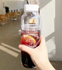 Crystal Clear 3 Tier <b>Water</b> Bottle 500ml Cute Juice Drinkware And Milk <b>Container</b> Crafted From Durable Ecozen Material - Product Image 4