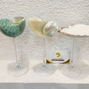 Vaso de Vidrio con Conchas Marinas Naturales, Hecho a Mano, Estilo Costero, Decorativo - Product Image 1