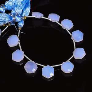 Cuentas de Calcedonia Azul Natural Facetadas en Forma Hexagonal de 10x11mm, Cuentas Sueltas de Calcedonia Azul para la Fabricación de Joyería al por Mayor - Product Image 5