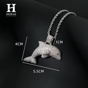 Collier pendentif dauphin personnalisé serti de diamants, bijoux hip-hop en diamants de laboratoire, fabricant OEM/ODM or 14K/18K - Product Image 3