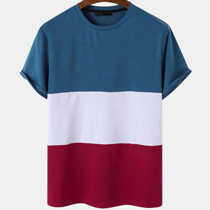 T-shirt pour homme à manches longues, col rond, coupe classique, décontracté, tissé, 100% coton, séchage rapide, respirant, logo sur le devant, bleu et blanc - Product Image 1