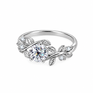 Bague de fiançailles romantique en or jaune plaqué moissanite, forme ronde brillante, sertie de griffes, bijoux pour femmes - Product Image 4