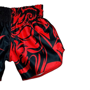 Men's Red Black Muay Thai Boxing Shorts <b>Elastic</b> Waist Polyester/Cotton Front Logo Print Sporty Quick Dry MMA - Product Image 3
